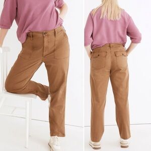 Madewell The Perfect Vintage Straight Workwear Pant Tan Cotton Women's 33